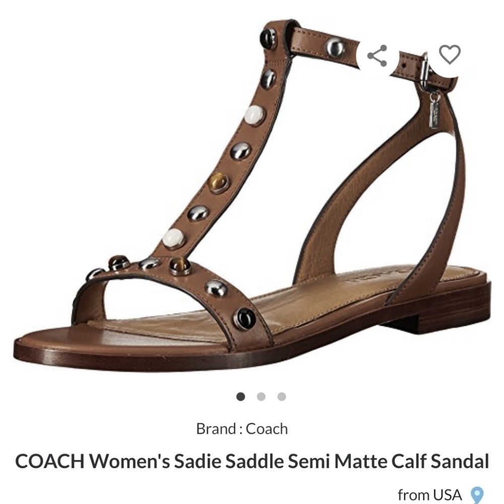 Coach Women's Brown Sandals with Stud Accents